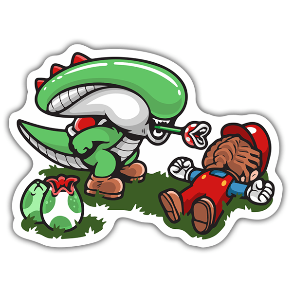 Pegatinas: Alien vs Mario Bros