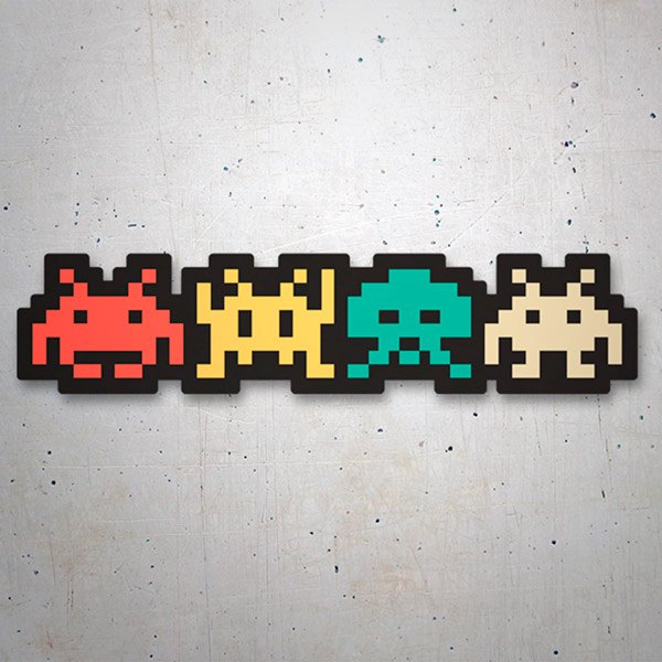 Pegatinas: Space Invaders Marcianos Color