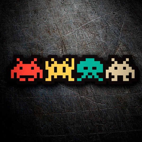 Pegatinas: Space Invaders Marcianos Color