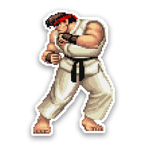 Pegatinas: Street Fighter Ryu Pixel 16 Bits