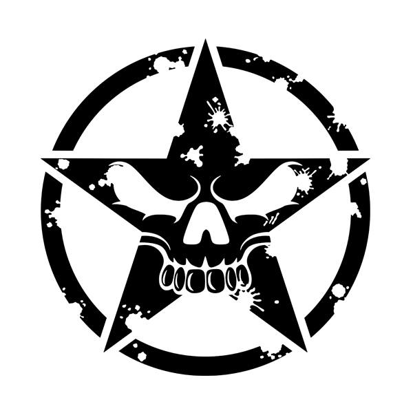 Pegatinas: Estrella calavera desgastada