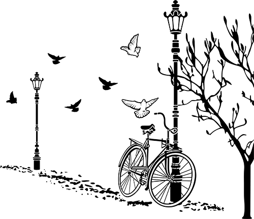 Pegatinas: Bicicleta y Farola en Otoño para Mac 0