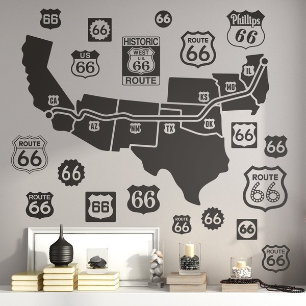 Vinilos Decorativos: Mapa y logos Route 66