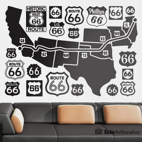 Vinilos Decorativos: Mapa y logos Route 66