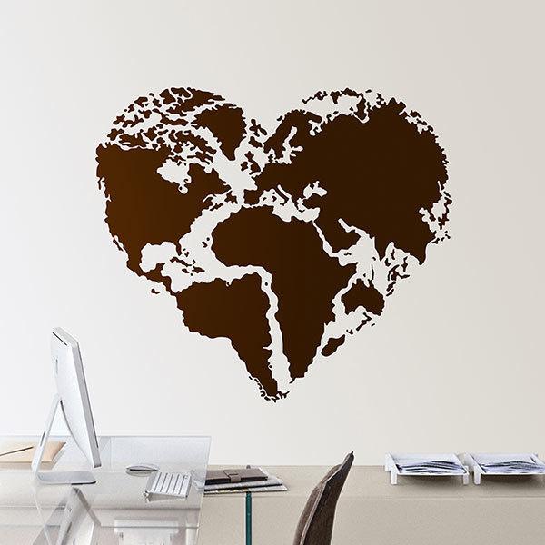 Vinilos Decorativos: Corazón Mapa Mundi