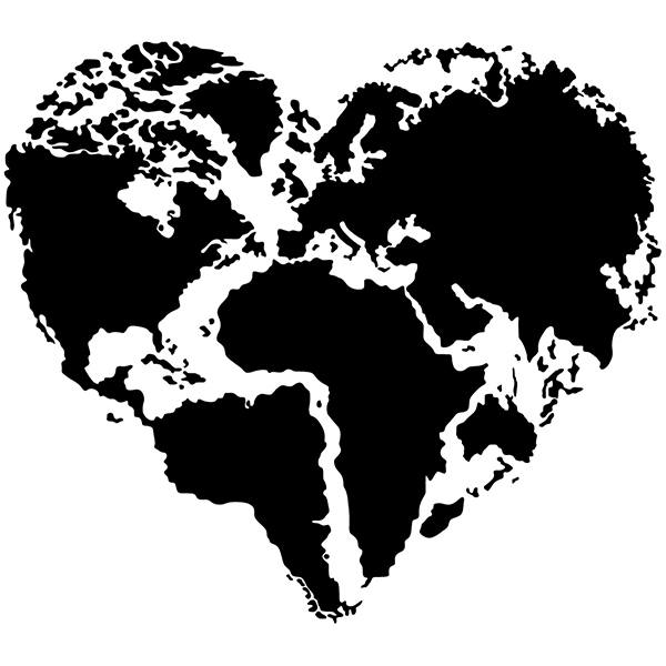 Vinilos Decorativos: Corazón Mapa Mundi