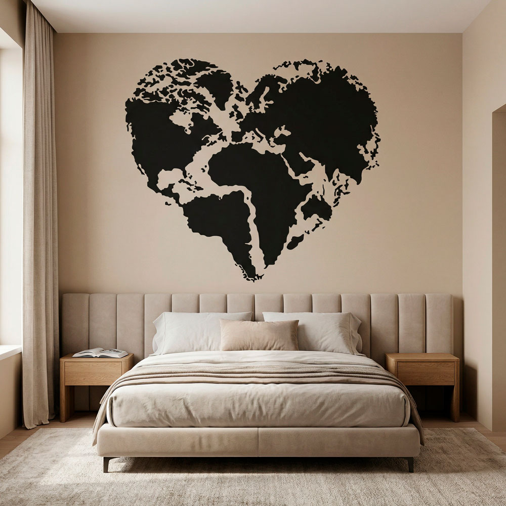 Vinilos Decorativos: Coraz&oacute;n Mapa Mundi