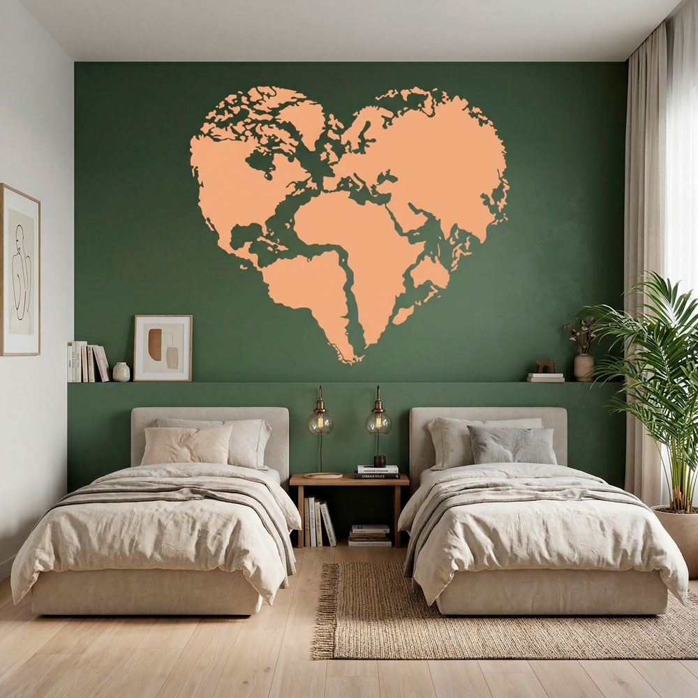 Vinilos Decorativos: Coraz&oacute;n Mapa Mundi