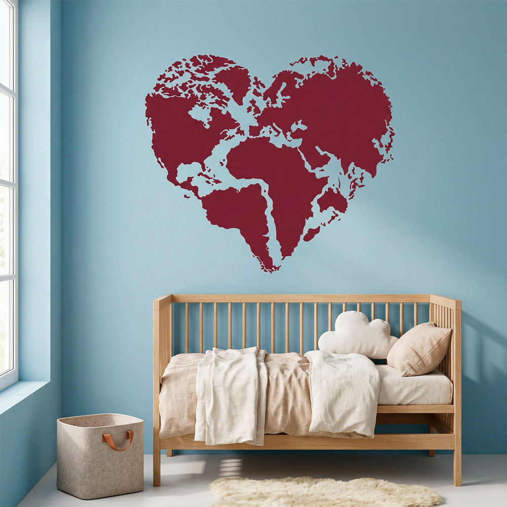 Vinilos Decorativos: Coraz&oacute;n Mapa Mundi