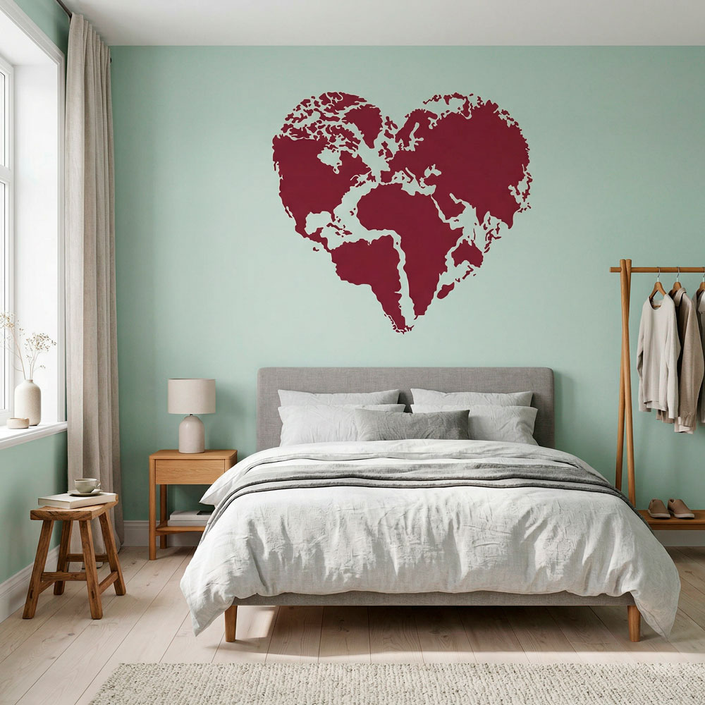 Vinilos Decorativos: Coraz&oacute;n Mapa Mundi
