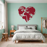 Vinilos Decorativos: Coraz&oacute;n Mapa Mundi 3