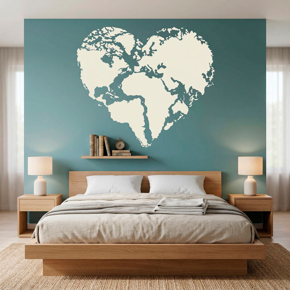Vinilos Decorativos: Coraz&oacute;n Mapa Mundi