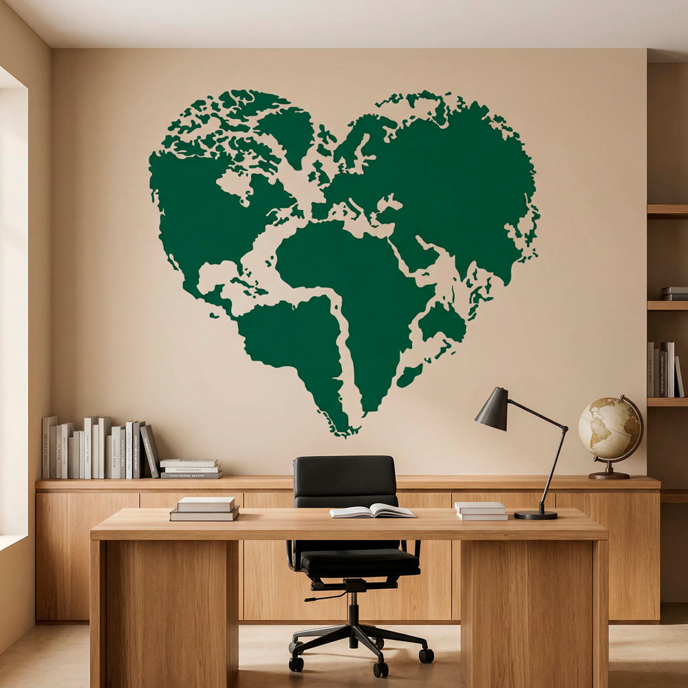 Vinilos Decorativos: Coraz&oacute;n Mapa Mundi