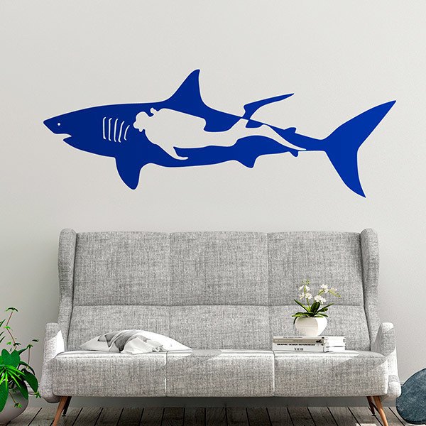 Vinilos Decorativos: Tiburón y submarinista