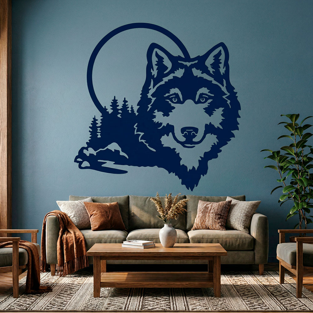Vinilos Decorativos: Lobo con luna llena