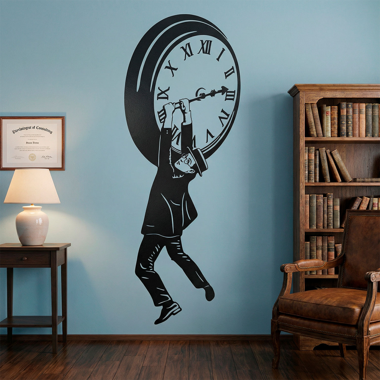 Vinilos Decorativos: Harold Lloyd colgando del reloj