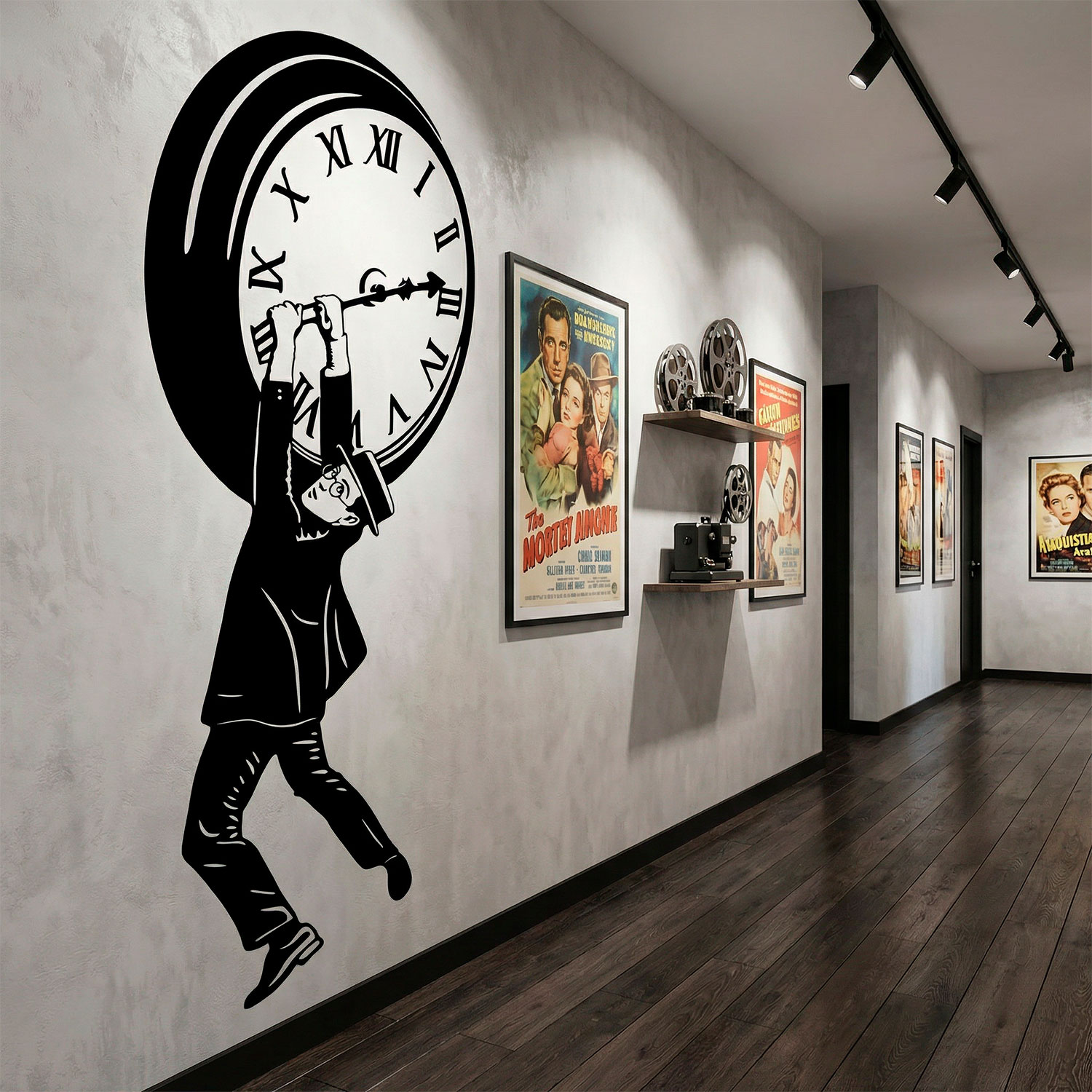 Vinilos Decorativos: Harold Lloyd colgando del reloj