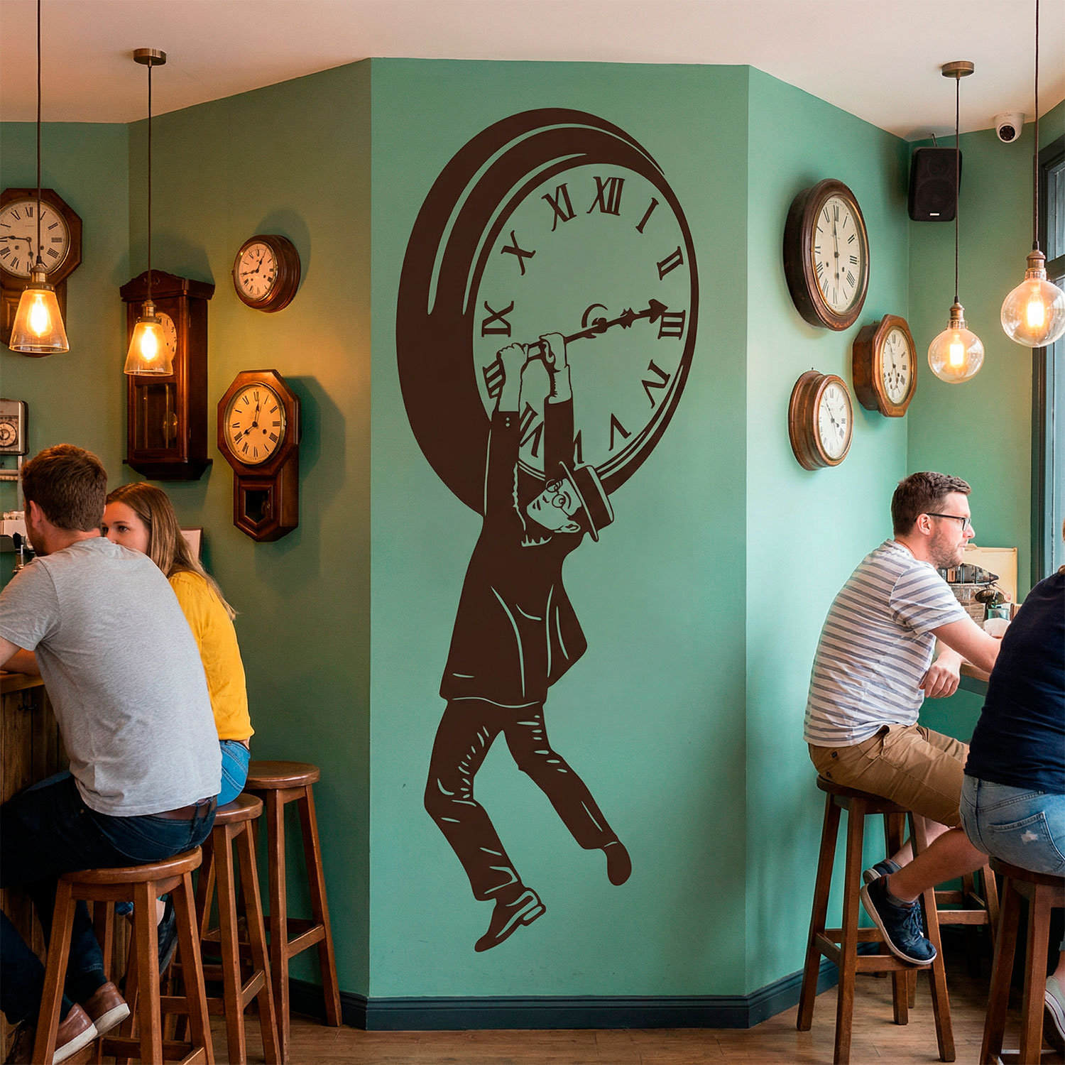 Vinilos Decorativos: Harold Lloyd colgando del reloj