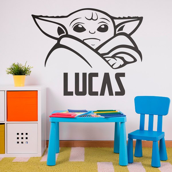 Vinilos Decorativos: Baby Yoda concentrado personalizado