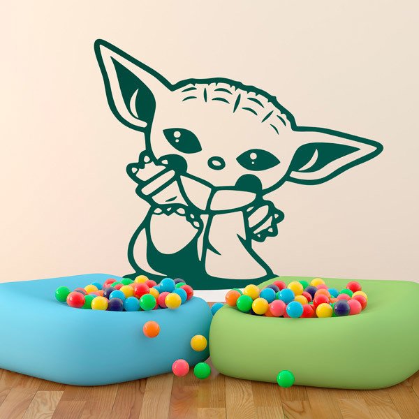 Vinilos Decorativos: Baby Yoda saludando