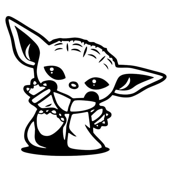 Vinilos Decorativos: Baby Yoda saludando