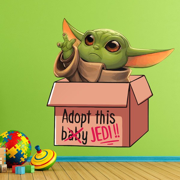 Vinilos Decorativos: Baby Yoda en una caja