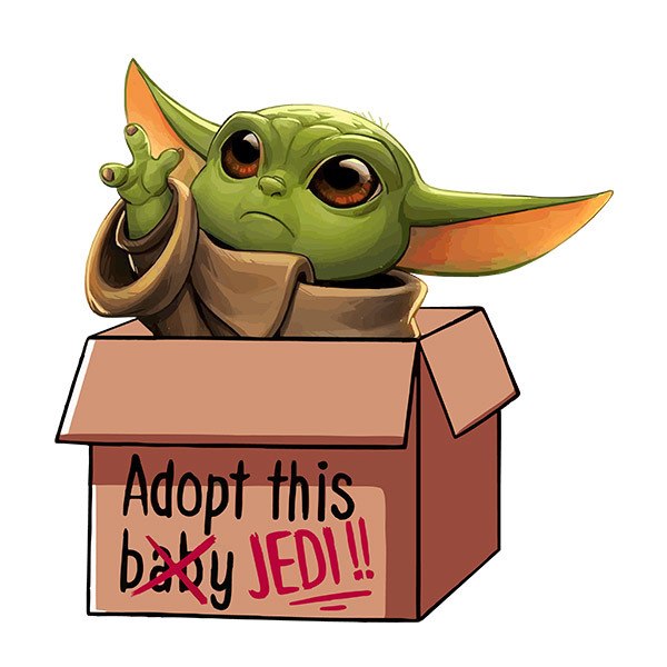 Vinilos Decorativos: Baby Yoda en una caja