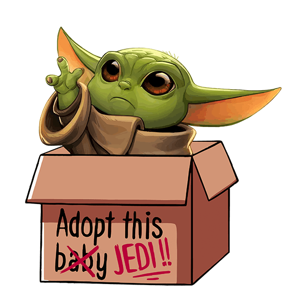 Vinilos Decorativos: Baby Yoda en una caja