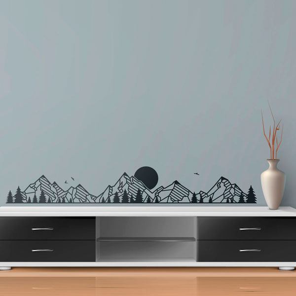 Vinilos Decorativos: Paisaje de montañas y pinos