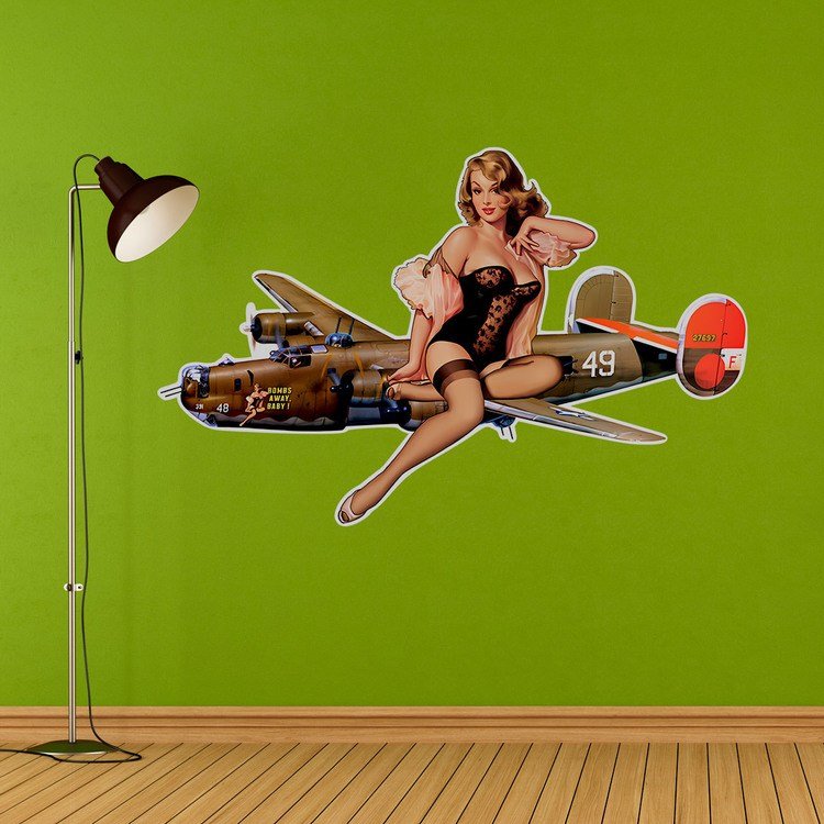Vinilos Decorativos: Vinilo decorativo de chica pin-up con bombardero v