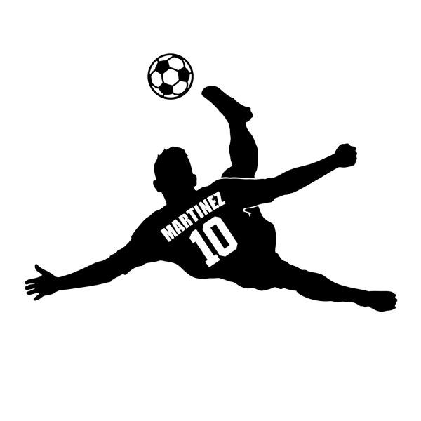 Vinilos Infantiles: Silueta de niño futbolista haciendo chilena