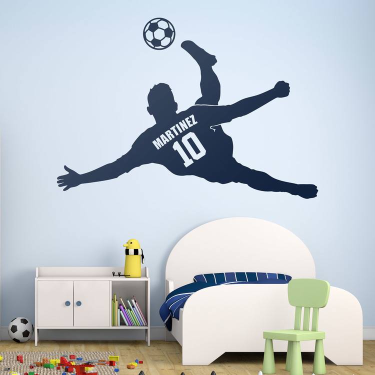 Vinilos Infantiles: Silueta de niño futbolista haciendo chilena