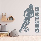 Vinilos Infantiles: Silueta de niño futbolista con nombre personalizad 2