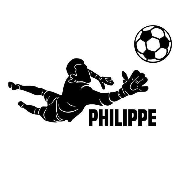 Vinilos Infantiles: Silueta de portero de fútbol con nombre personaliz