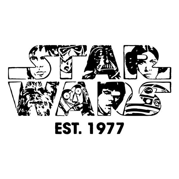 Vinilos Decorativos: Vinilo de Star Wars 1977 con personajes icónicos