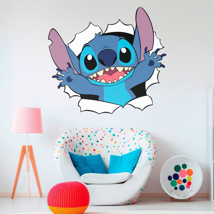 Vinilos Infantiles: Stitch saliendo de la pared