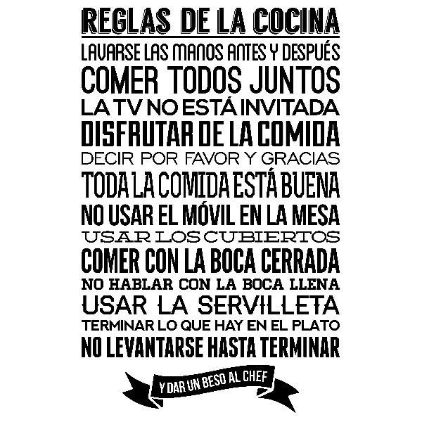 Vinilos Decorativos: Reglas de la Cocina