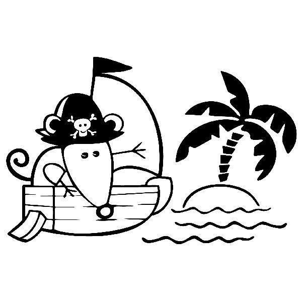 Vinilos Infantiles: Ratón en barco pirata