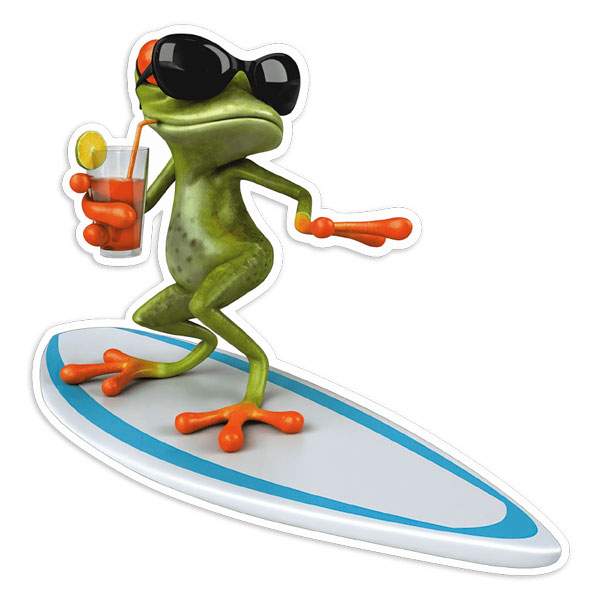 Pegatinas: Pegatina Rana Surfista