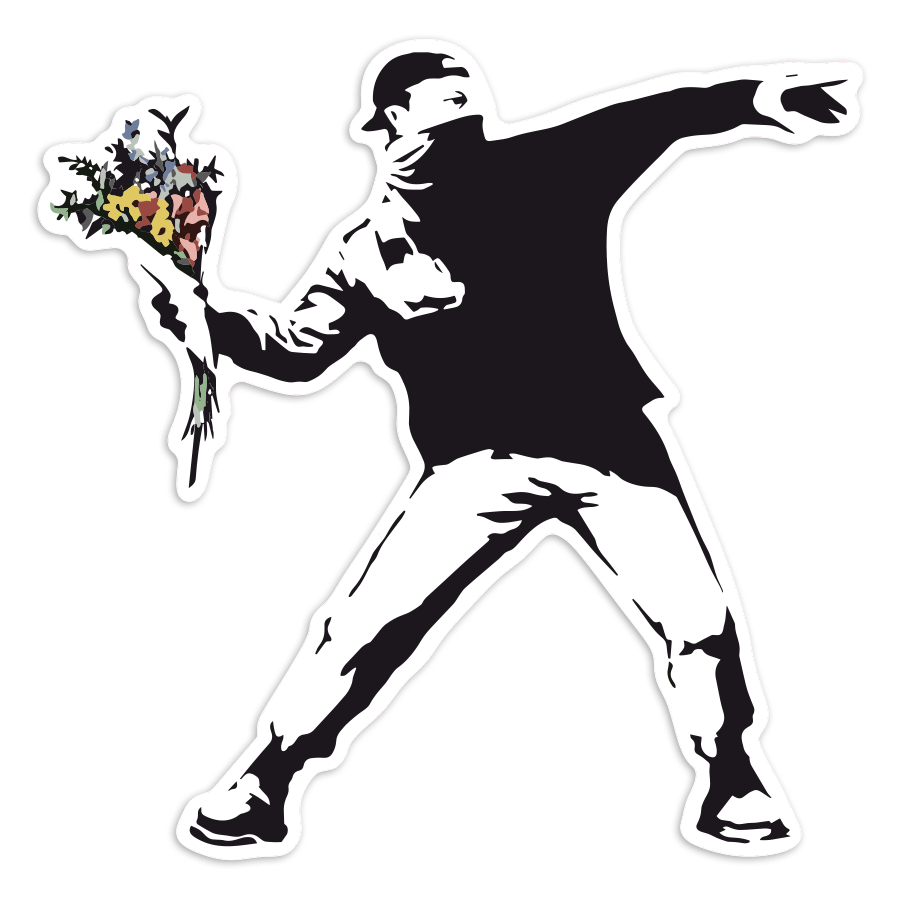Pegatinas: Lanzador de Flores Banksy Protesta Pac&iacute;fica