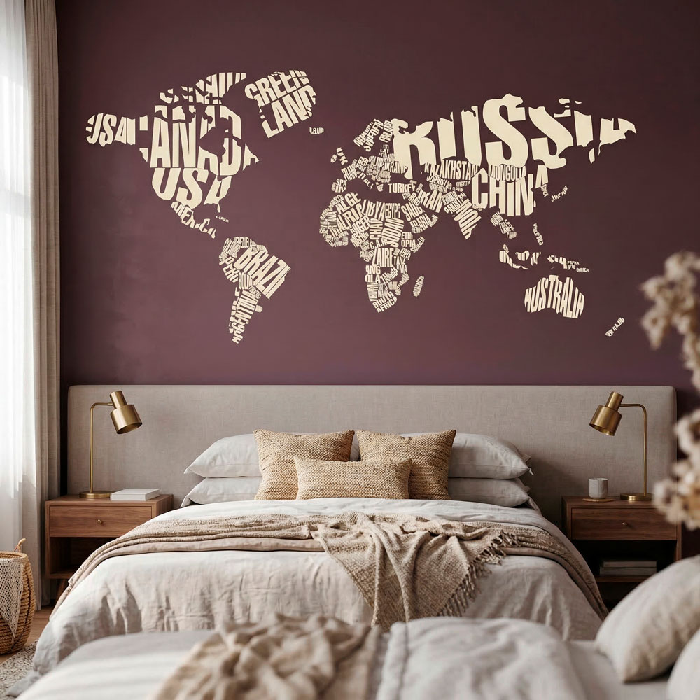 Vinilos Decorativos: Mapamundi tipogr&aacute;fico