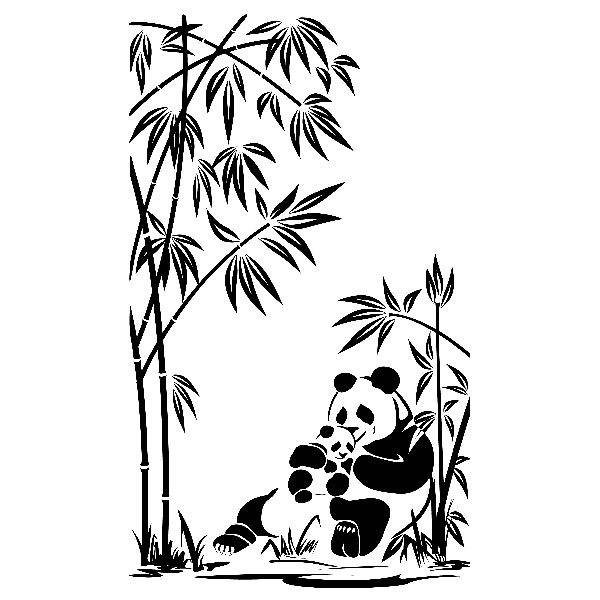 Vinilos Decorativos: Osos panda y cañas de bambú