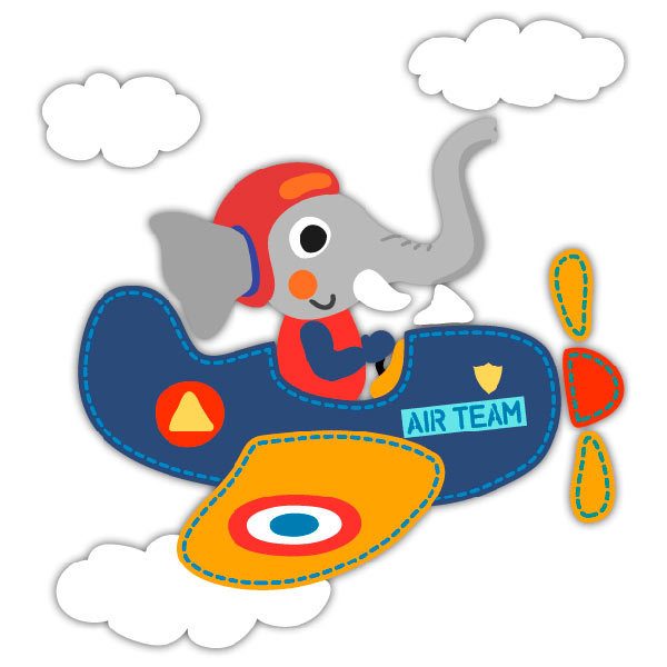 Vinilos Infantiles: Elefante piloto de avión