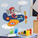 Vinilos Infantiles: Elefante piloto de avión 3