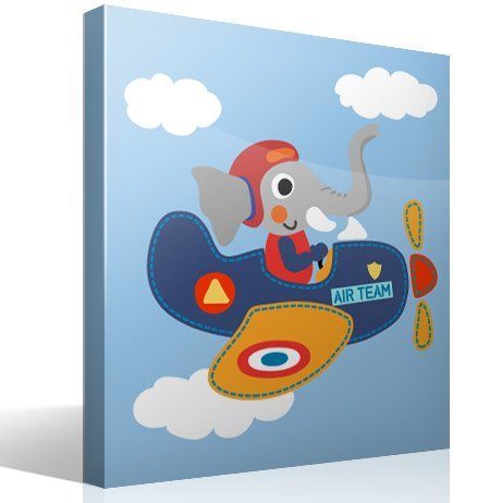 Vinilos Infantiles: Elefante piloto de avión