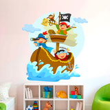 Vinilos Infantiles: Piratas navegando en su barco 6