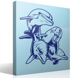 Vinilos Decorativos: 4 Delfines en el fondo marino 3
