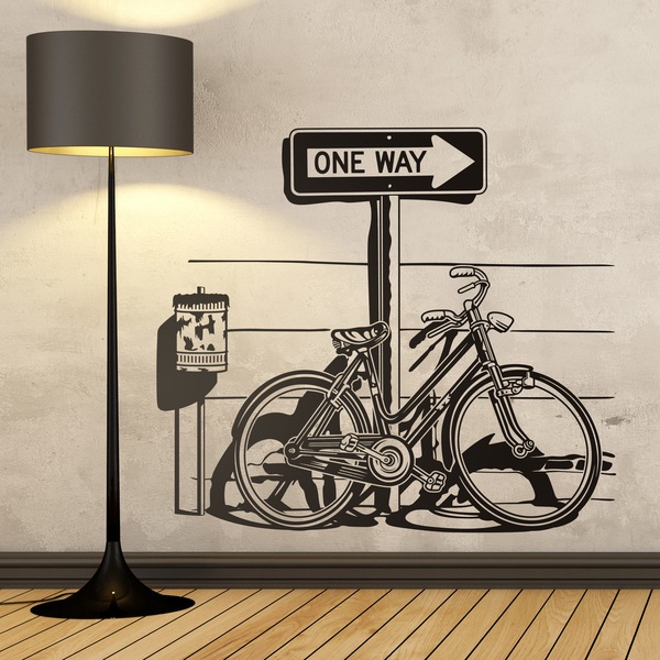 Vinilos Decorativos: Bicicleta en señal de tráfico One Way