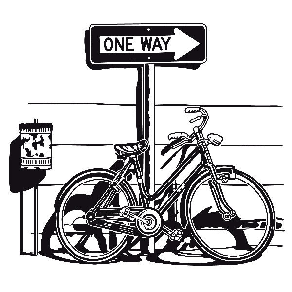Vinilos Decorativos: Bicicleta en señal de tráfico One Way