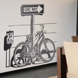 Vinilos Decorativos: Bicicleta en señal de tráfico One Way 2